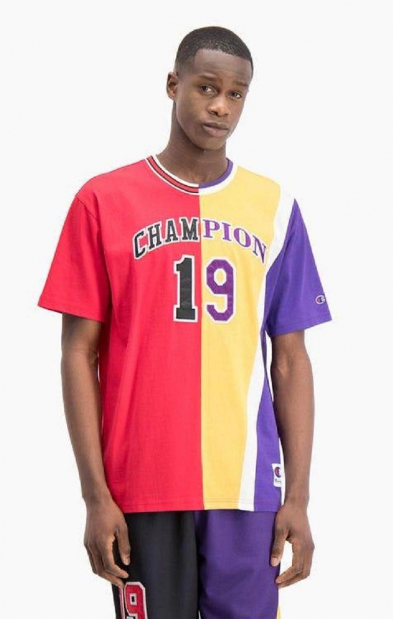 T Shirts Champion NBMIX Patchwork 'Champion 19' Basketball Homme Rouge | 1604-LSVXD