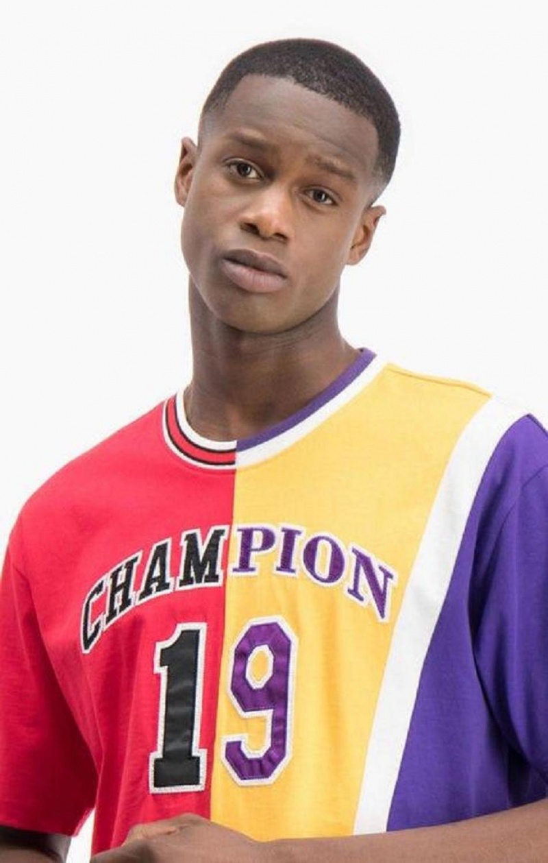 T Shirts Champion NBMIX Patchwork 'Champion 19' Basketball Homme Rouge | 1604-LSVXD