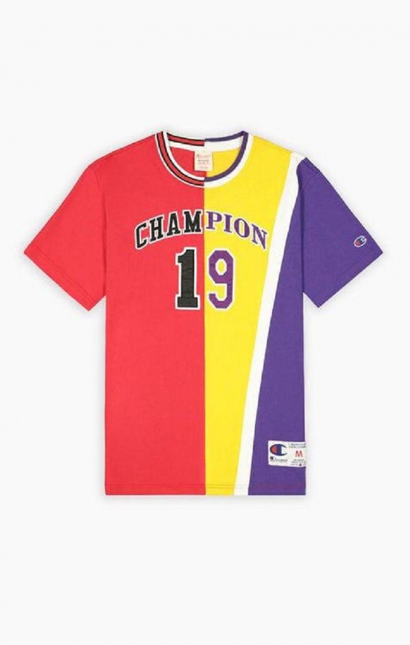 T Shirts Champion NBMIX Patchwork 'Champion 19' Basketball Homme Rouge | 1604-LSVXD