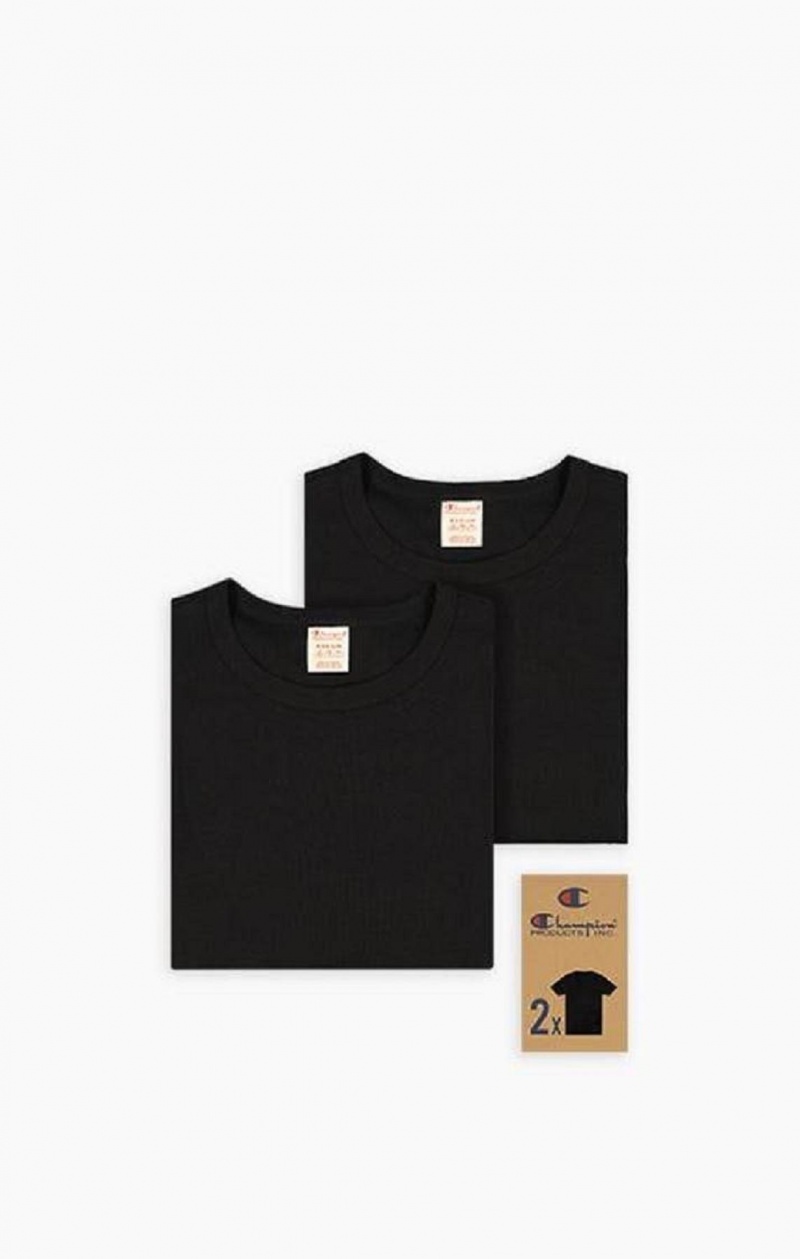 T Shirts Champion Nervuré Crew Neck 2 Packs T-Shirt Homme Noir | 0583-JYBIZ