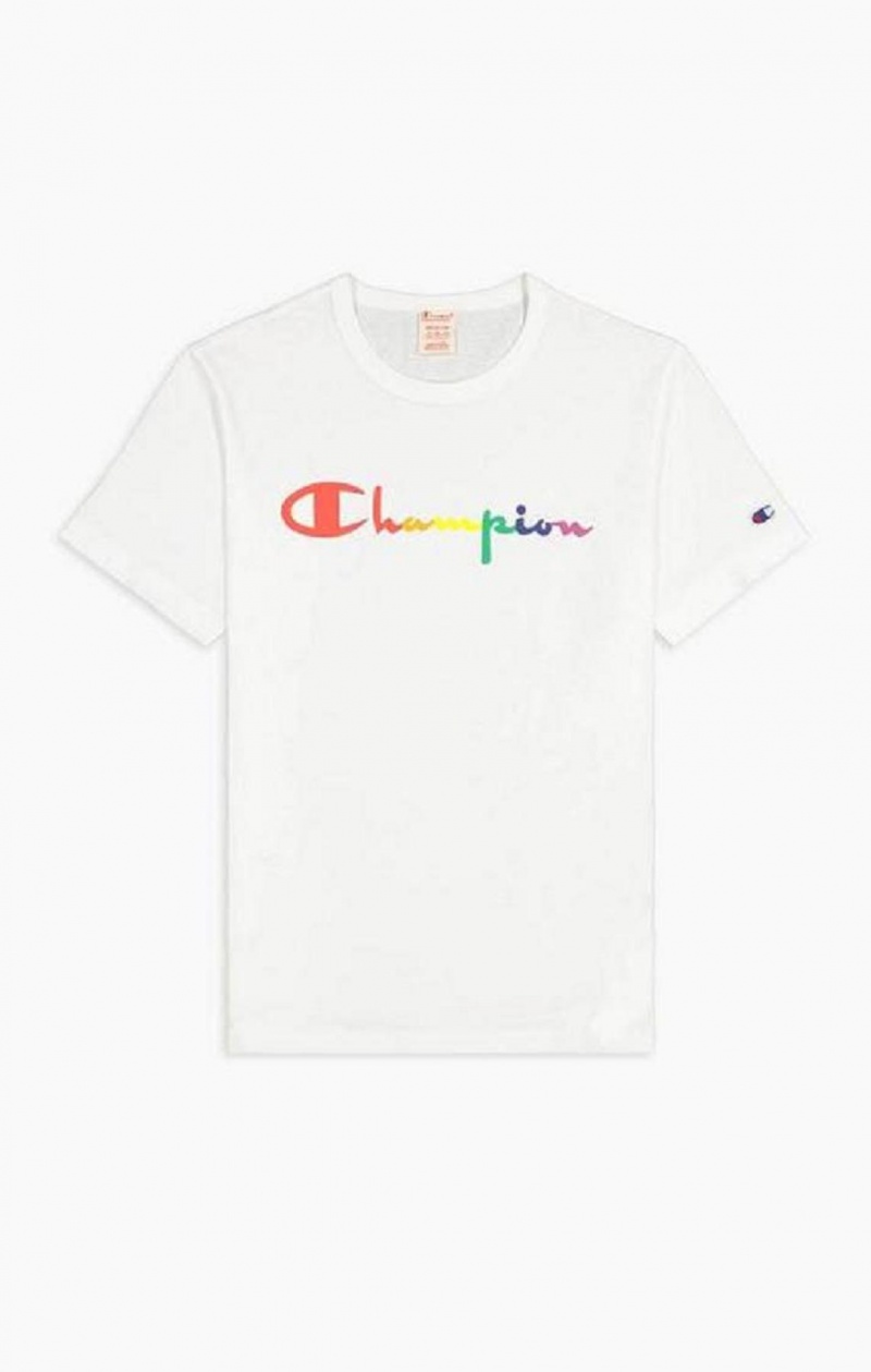 T Shirts Champion PRIDE Crew Neck T-Shirt Homme Blanche | 7983-QEJXN