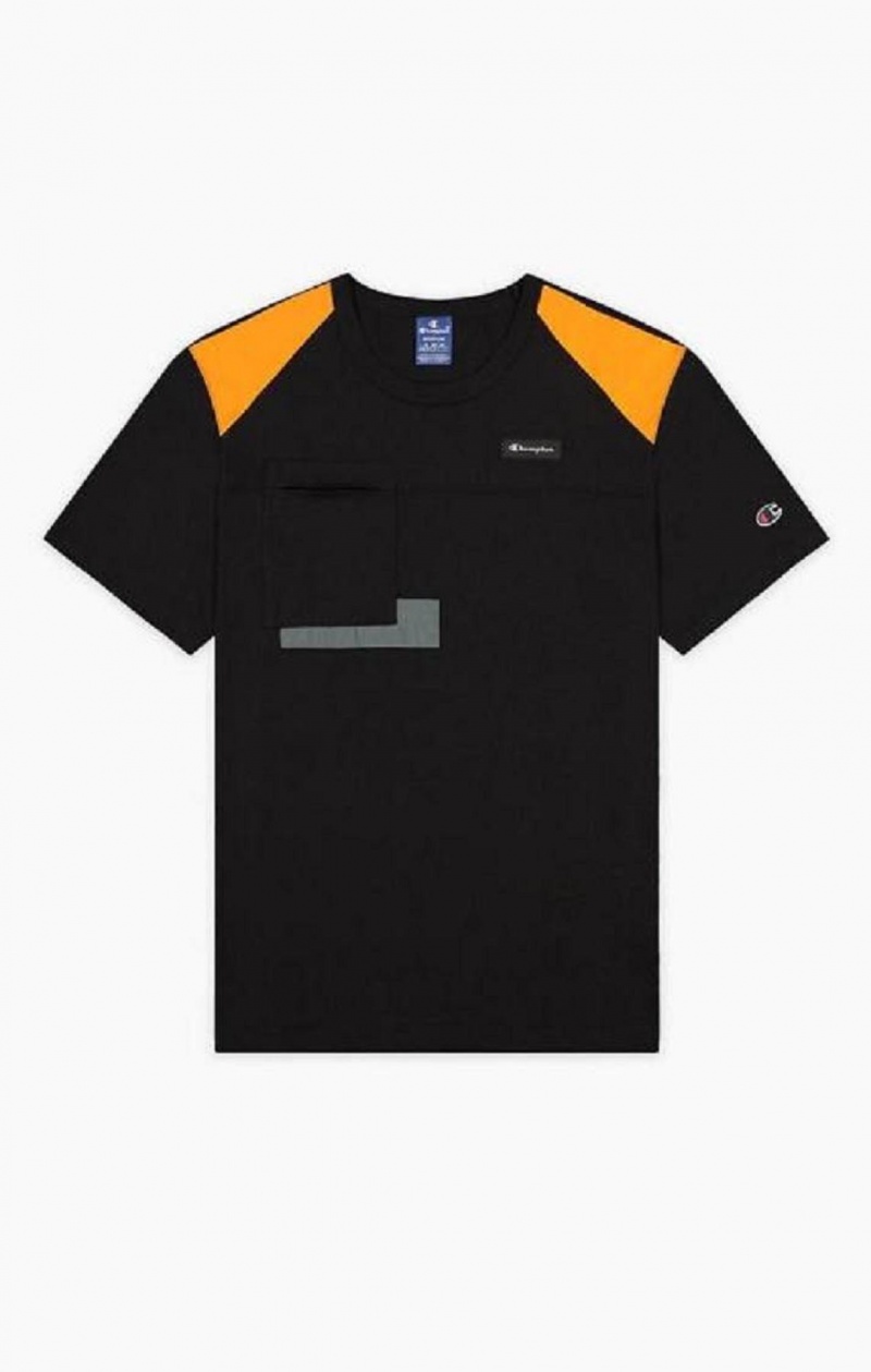 T Shirts Champion Rubber Label Script Logo T-Shirt Homme Noir | 8190-HJDZV