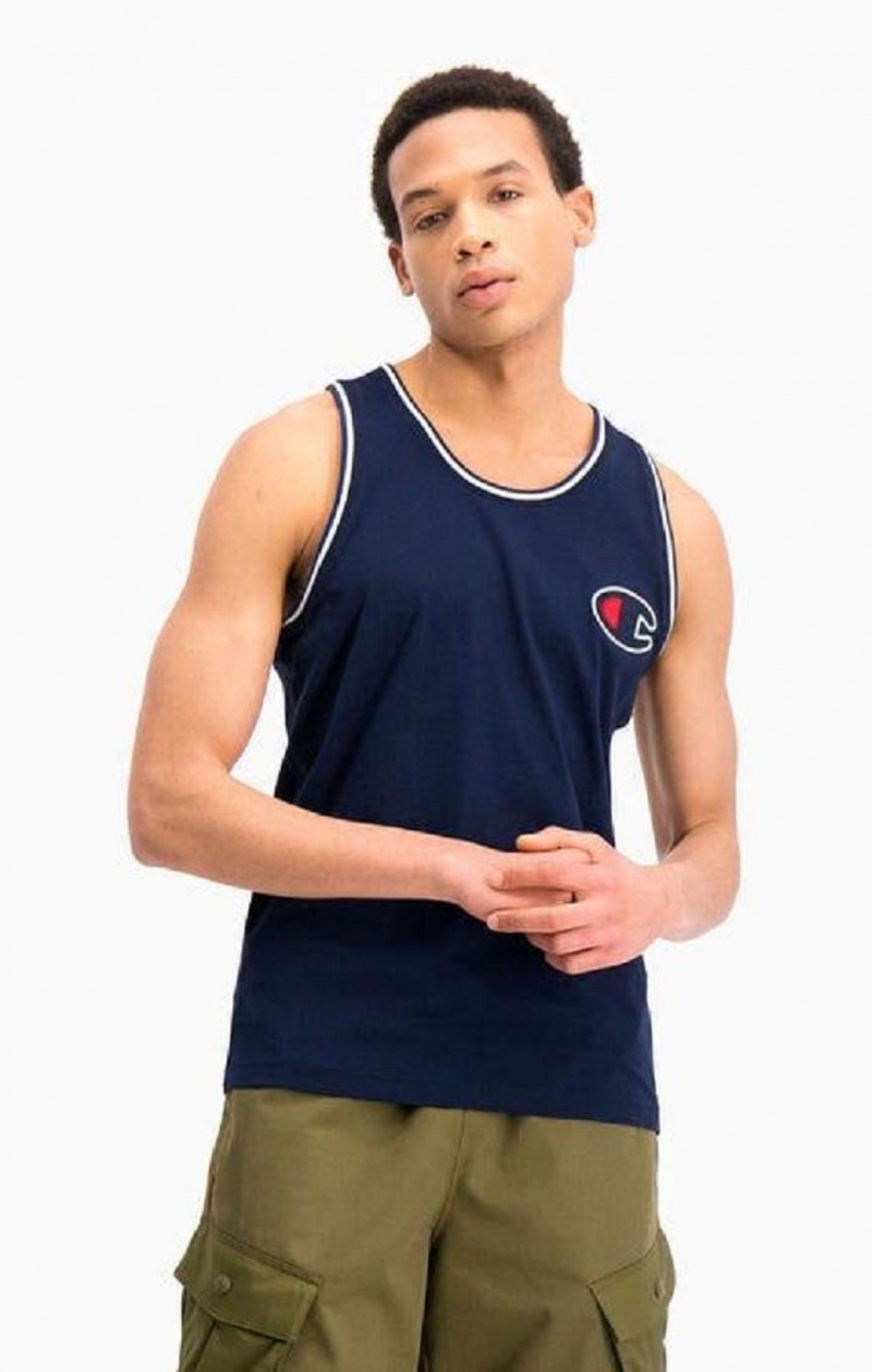 T Shirts Champion Satin C Logo Tank Top Homme Bleu Foncé | 4503-LDWOF