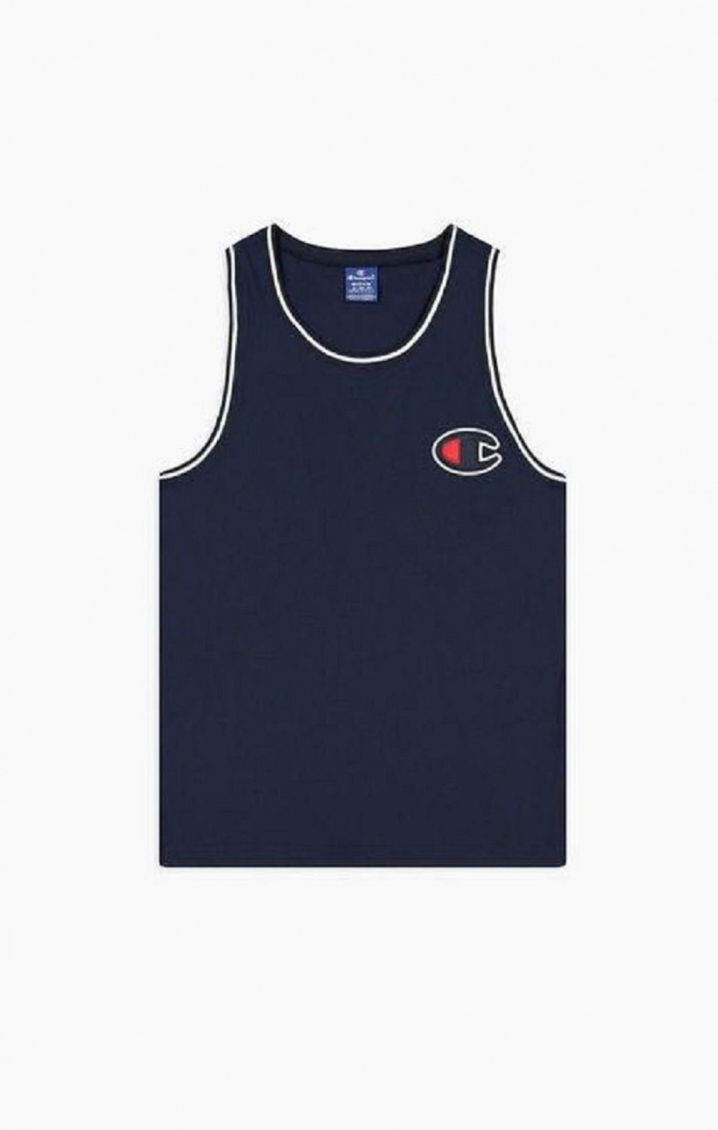 T Shirts Champion Satin C Logo Tank Top Homme Bleu Foncé | 4503-LDWOF