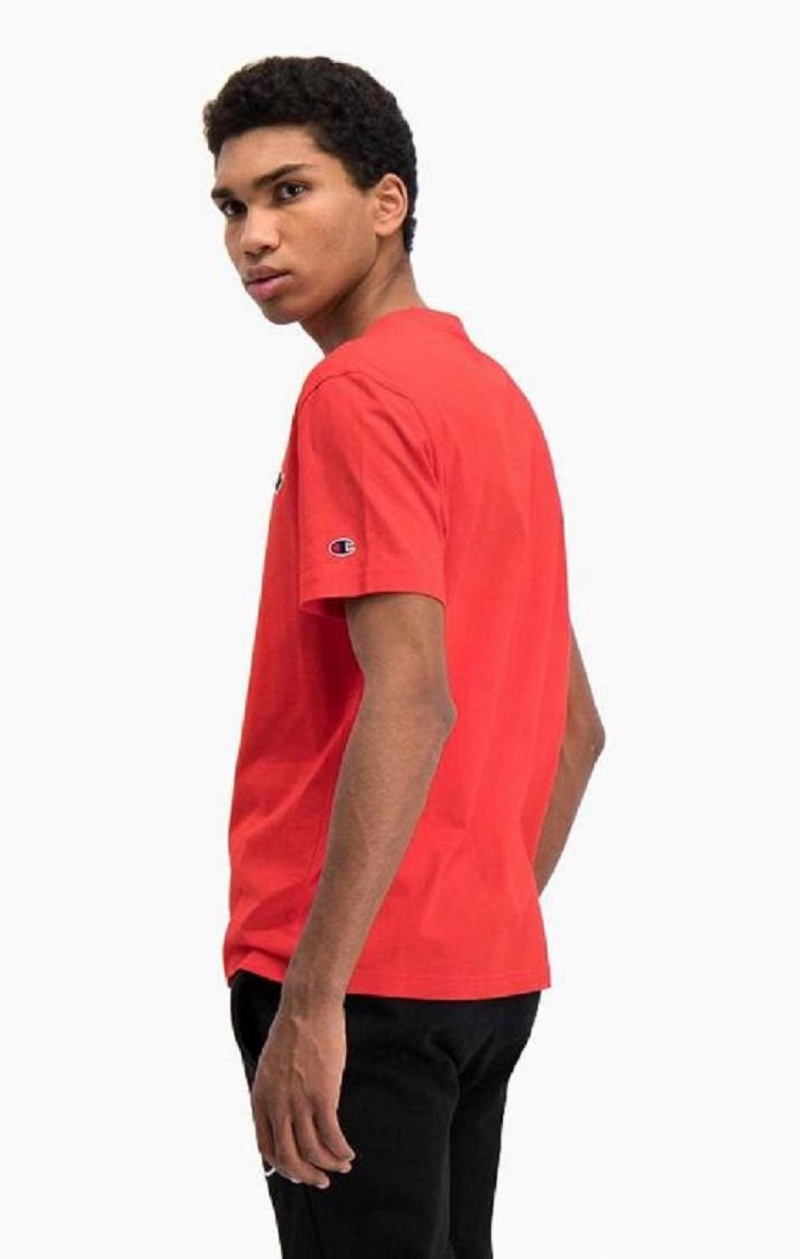 T Shirts Champion Satin Script Logo T-Shirt Homme Rouge | 3410-NSMDY