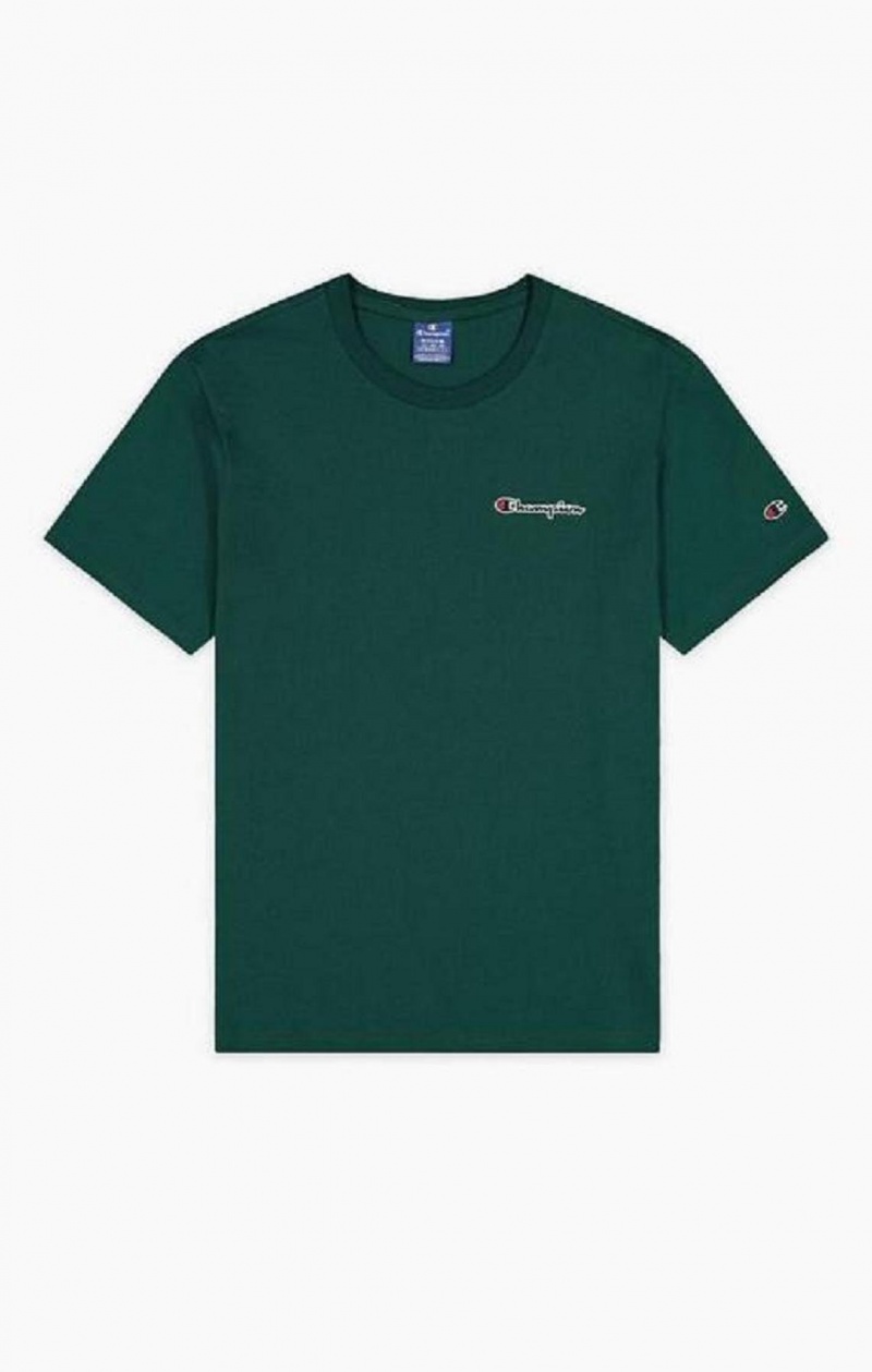 T Shirts Champion Satin Stitch Small Script Logo T-Shirt Homme Vert Clair | 8321-UNQSB