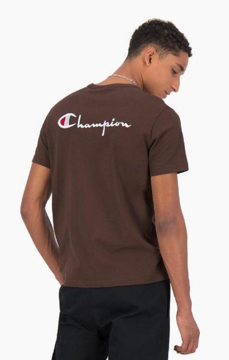 T Shirts Champion Script Logo Back Crew Neck T-Shirt Homme Orange | 6327-QAOGR