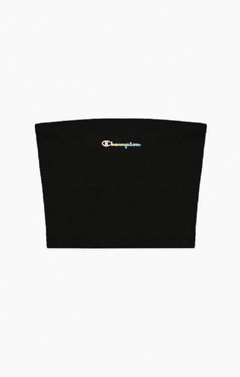 T Shirts Champion Script Logo Bandeau Top Femme Noir | 9108-MQSYU