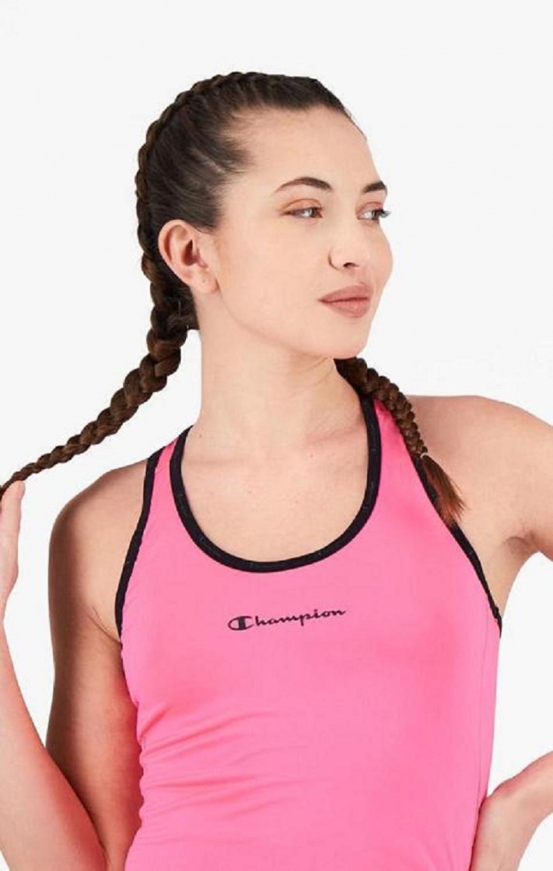 T Shirts Champion Script Logo Course Vest Femme Fushia | 8693-VPUAI