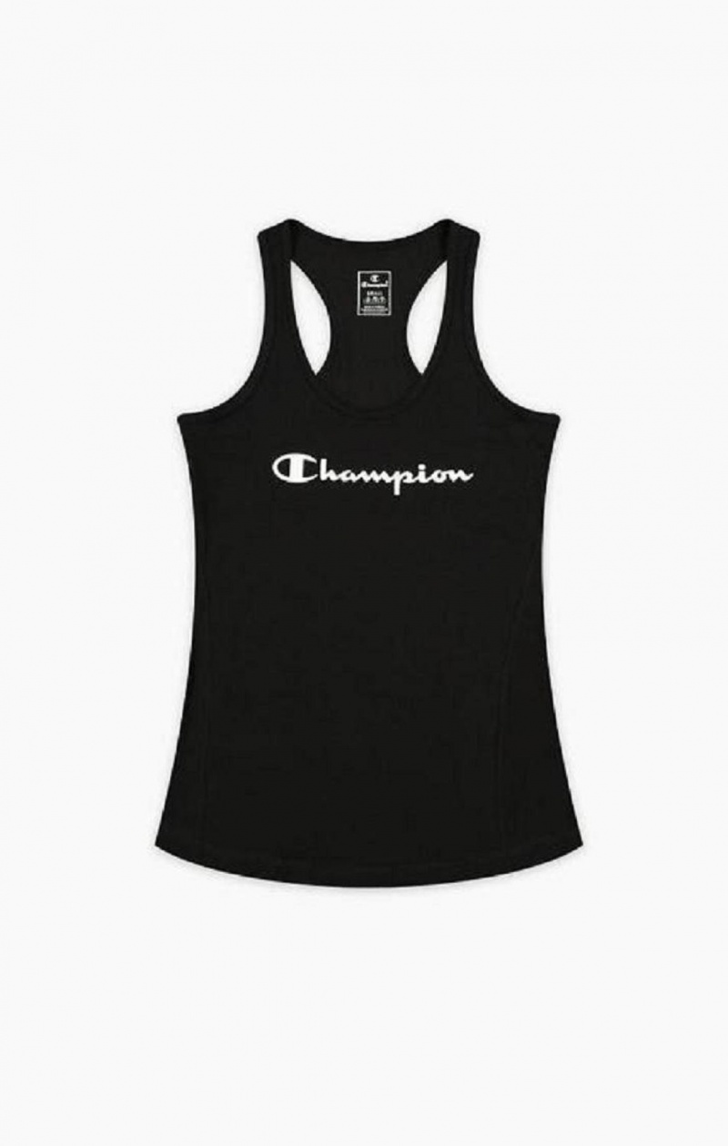 T Shirts Champion Script Logo Course Vest Femme Noir | 4916-GSWEK