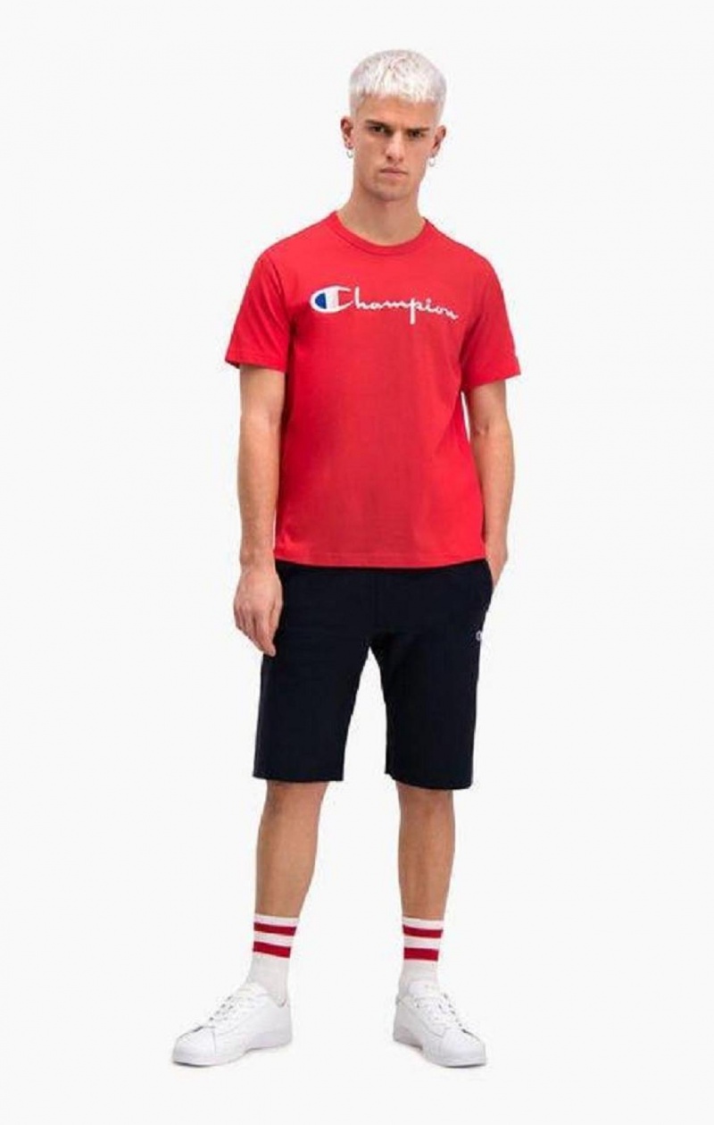 T Shirts Champion Script Logo Crew Neck T-Shirt Homme Rouge | 4397-IMTDB