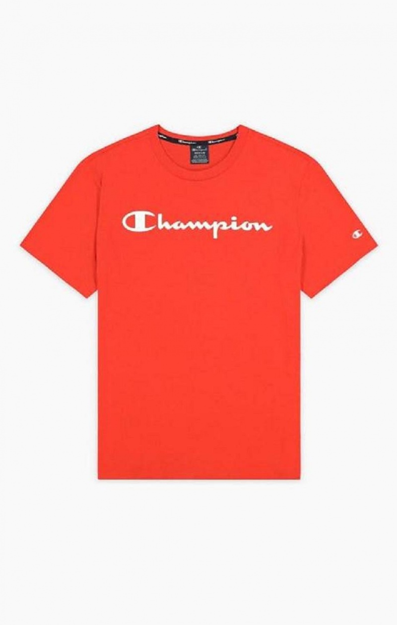 T Shirts Champion Script Logo Jersey T-Shirt Homme Rouge | 7359-MLXVQ