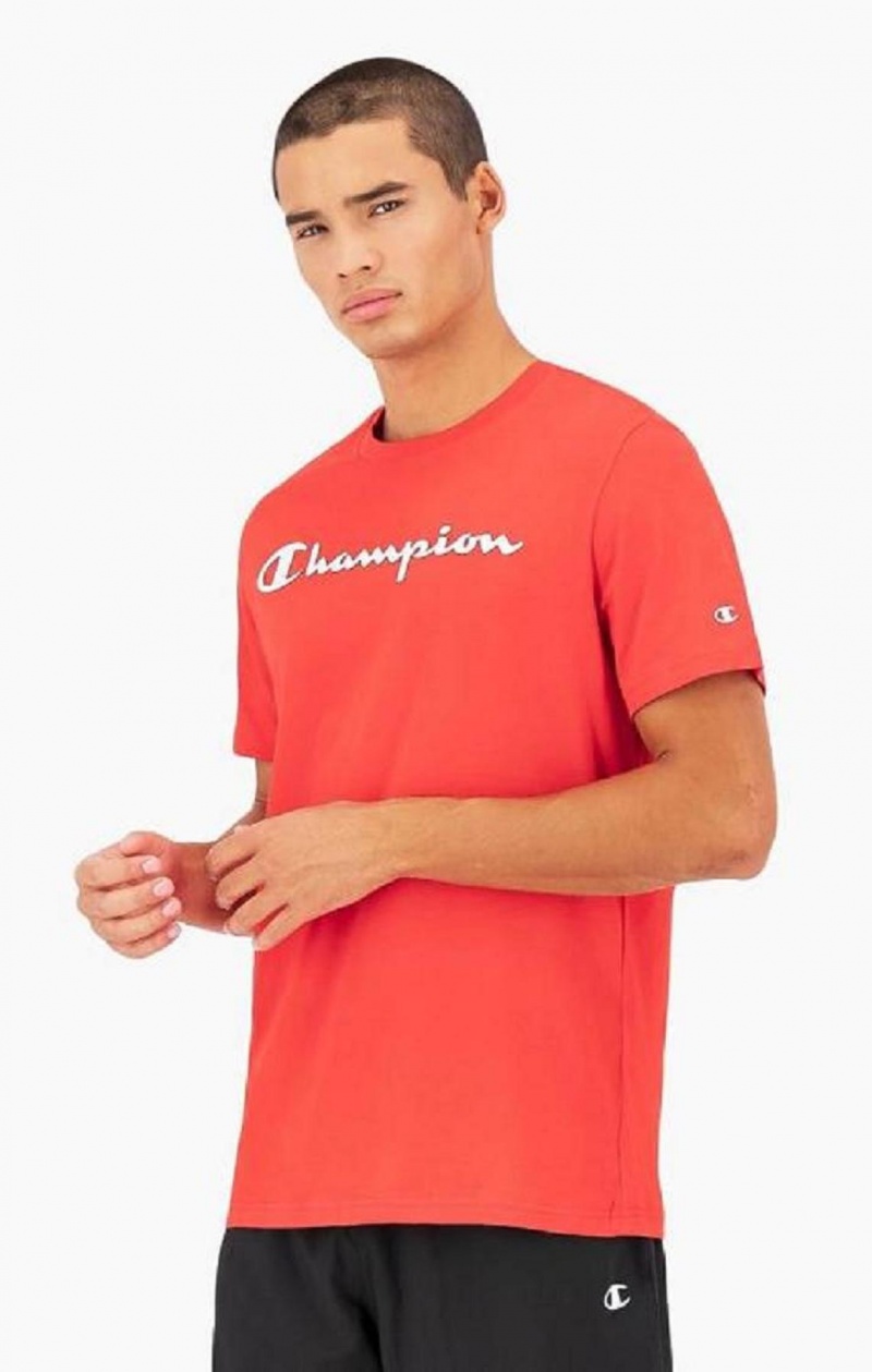 T Shirts Champion Script Logo Jersey T-Shirt Homme Rouge | 7359-MLXVQ