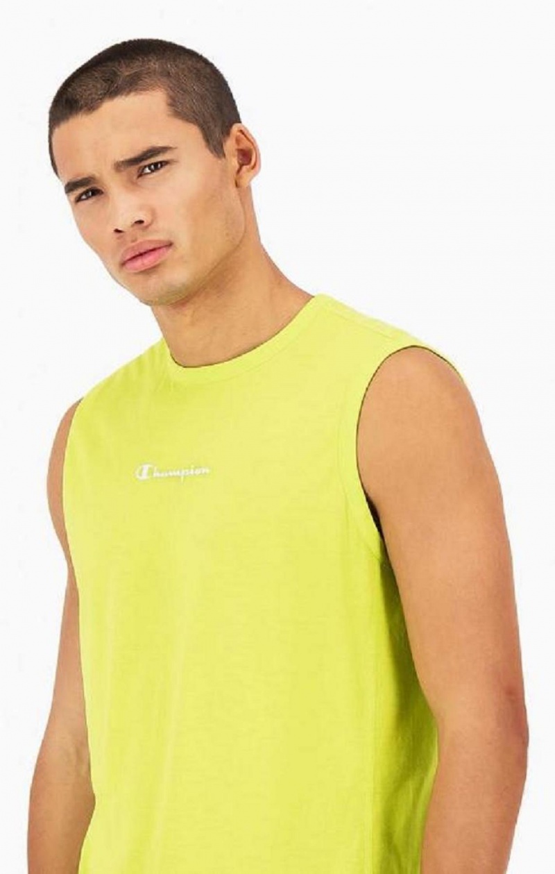 T Shirts Champion Script Logo Print Jersey Tank Top Homme Vert Olive Vert | 6845-SBPAY