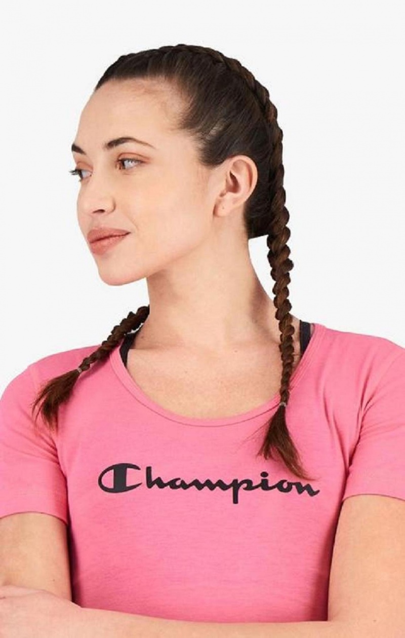 T Shirts Champion Script Logo Quick Dry Course T-Shirt Femme Fushia | 1925-GBZYP