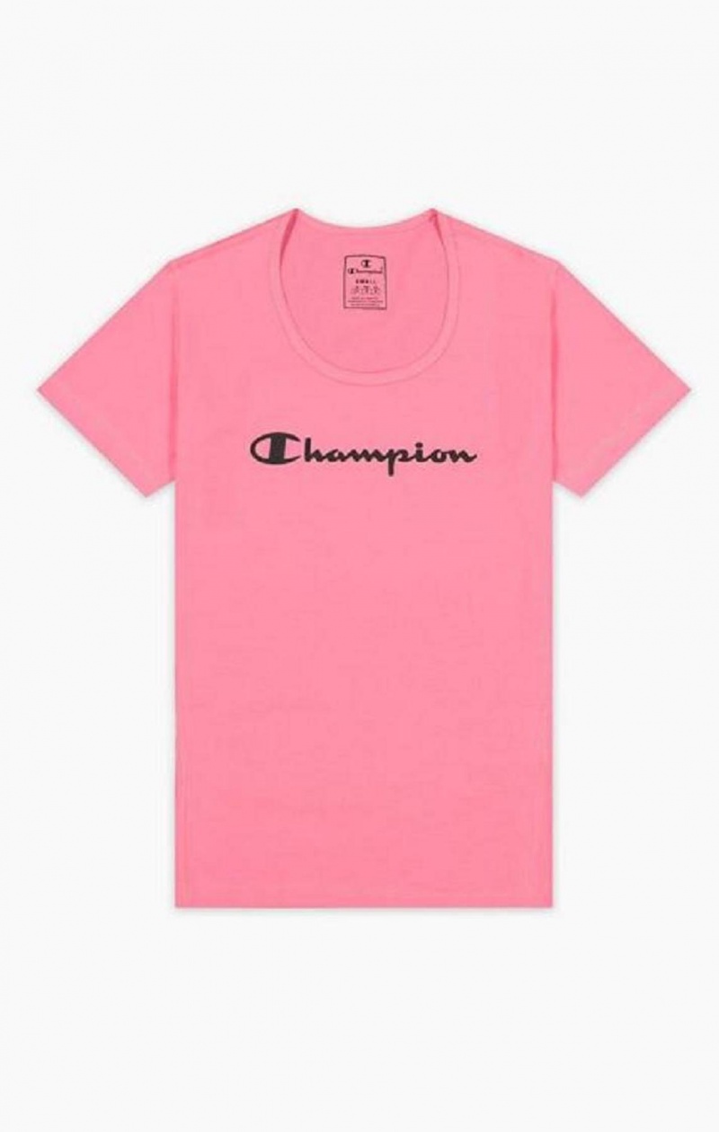 T Shirts Champion Script Logo Quick Dry Course T-Shirt Femme Fushia | 1925-GBZYP