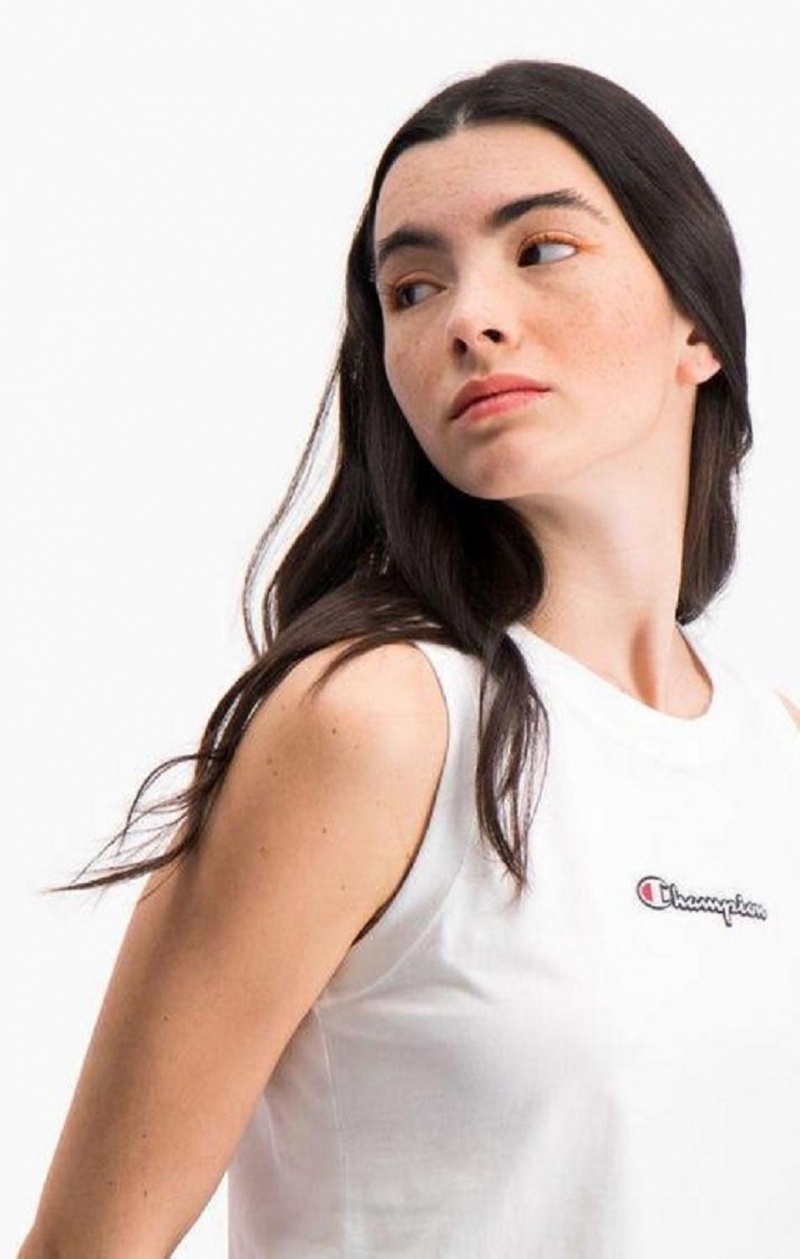 T Shirts Champion Script Logo Tank Top Femme Blanche | 7596-VYTXE