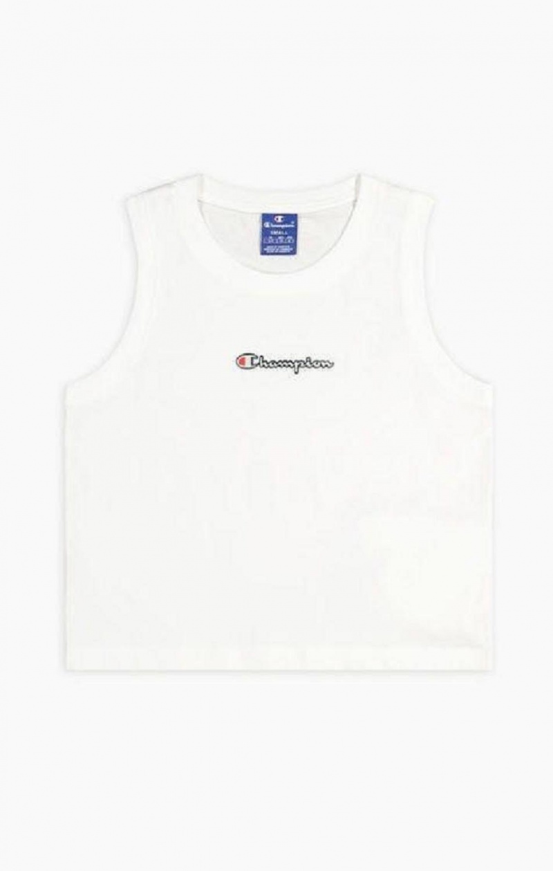 T Shirts Champion Script Logo Tank Top Femme Blanche | 7596-VYTXE