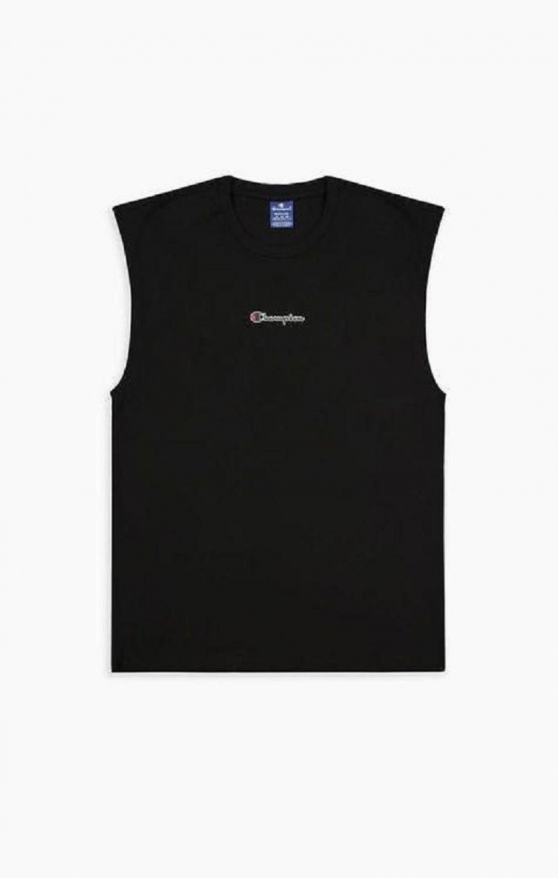 T Shirts Champion Script Logo Top Homme Noir | 7068-FVXAE