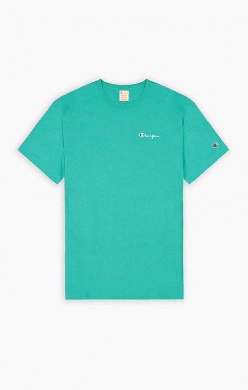 T Shirts Champion Small Script Logo T-Shirt Homme Turquoise | 9213-VYPZN