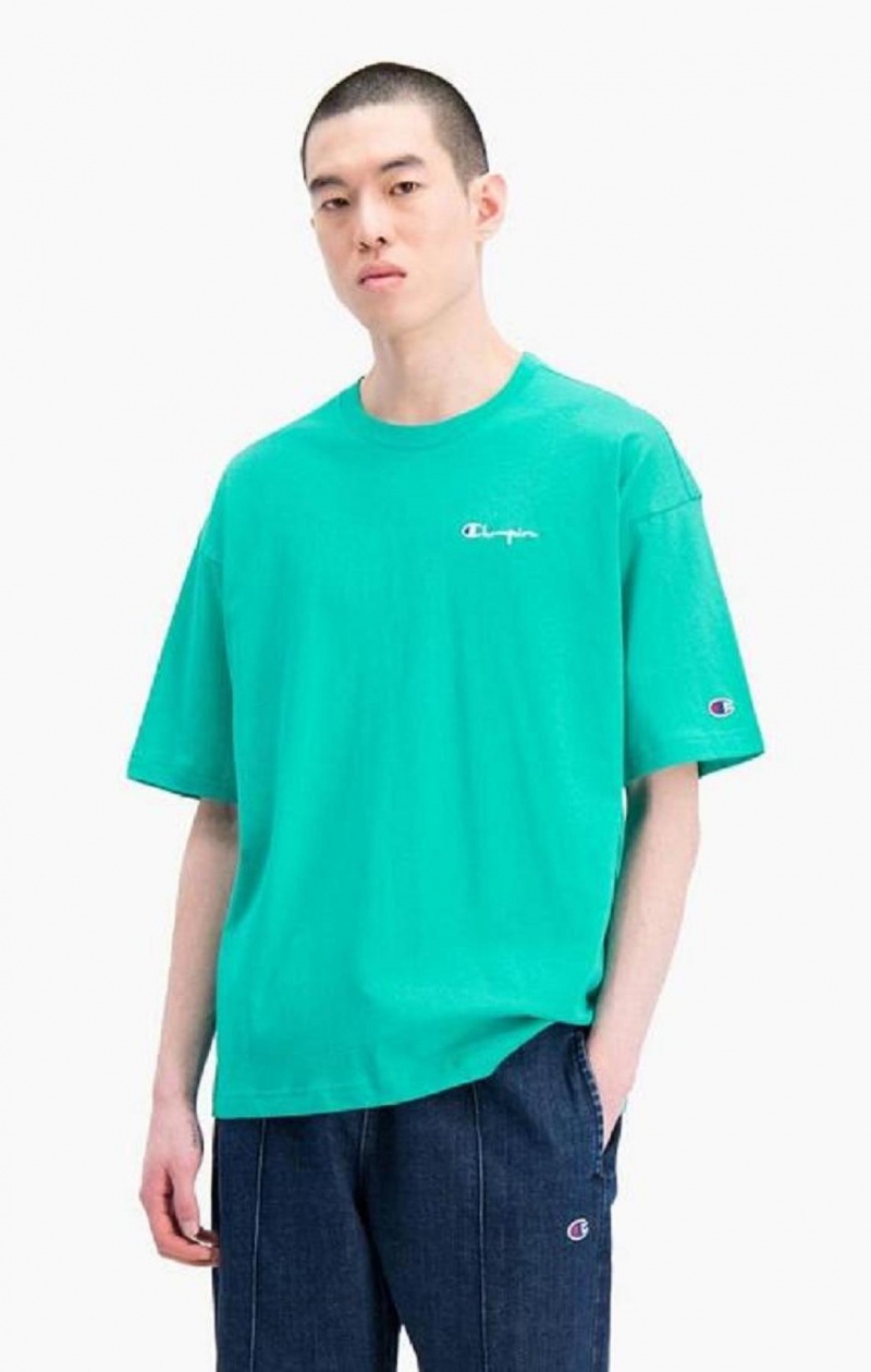 T Shirts Champion Small Script Logo T-Shirt Homme Turquoise | 9213-VYPZN