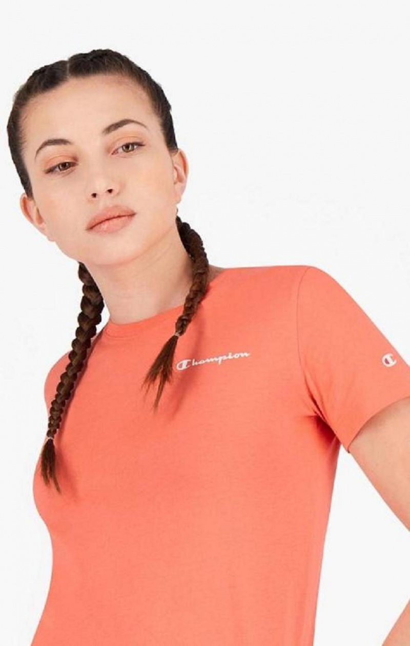 T Shirts Champion Small Script Logo T-Shirt Femme Corail | 8942-MELSF