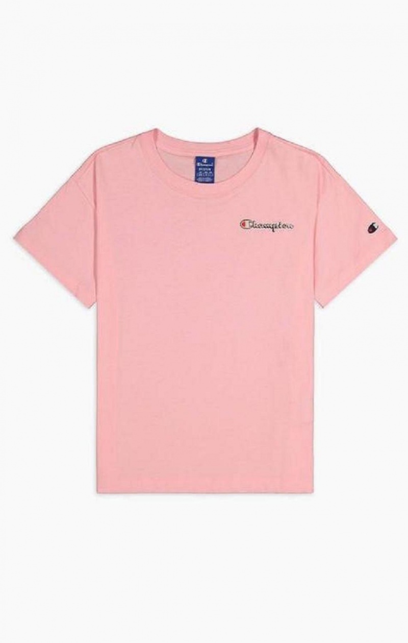 T Shirts Champion Small Script Logo T-Shirt Femme Rose | 1579-VCNPO