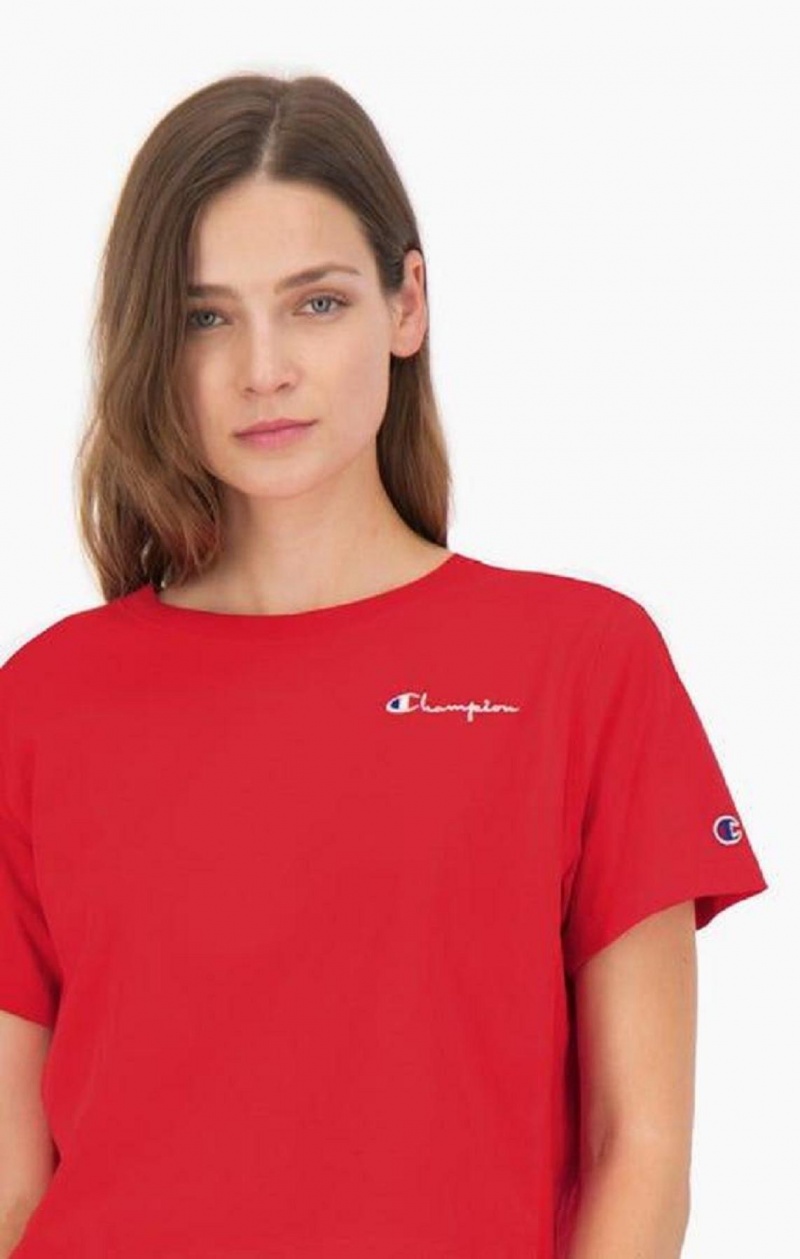 T Shirts Champion Statement Logo Detail Cropped T-Shirt Femme Rouge | 6950-MBLVO