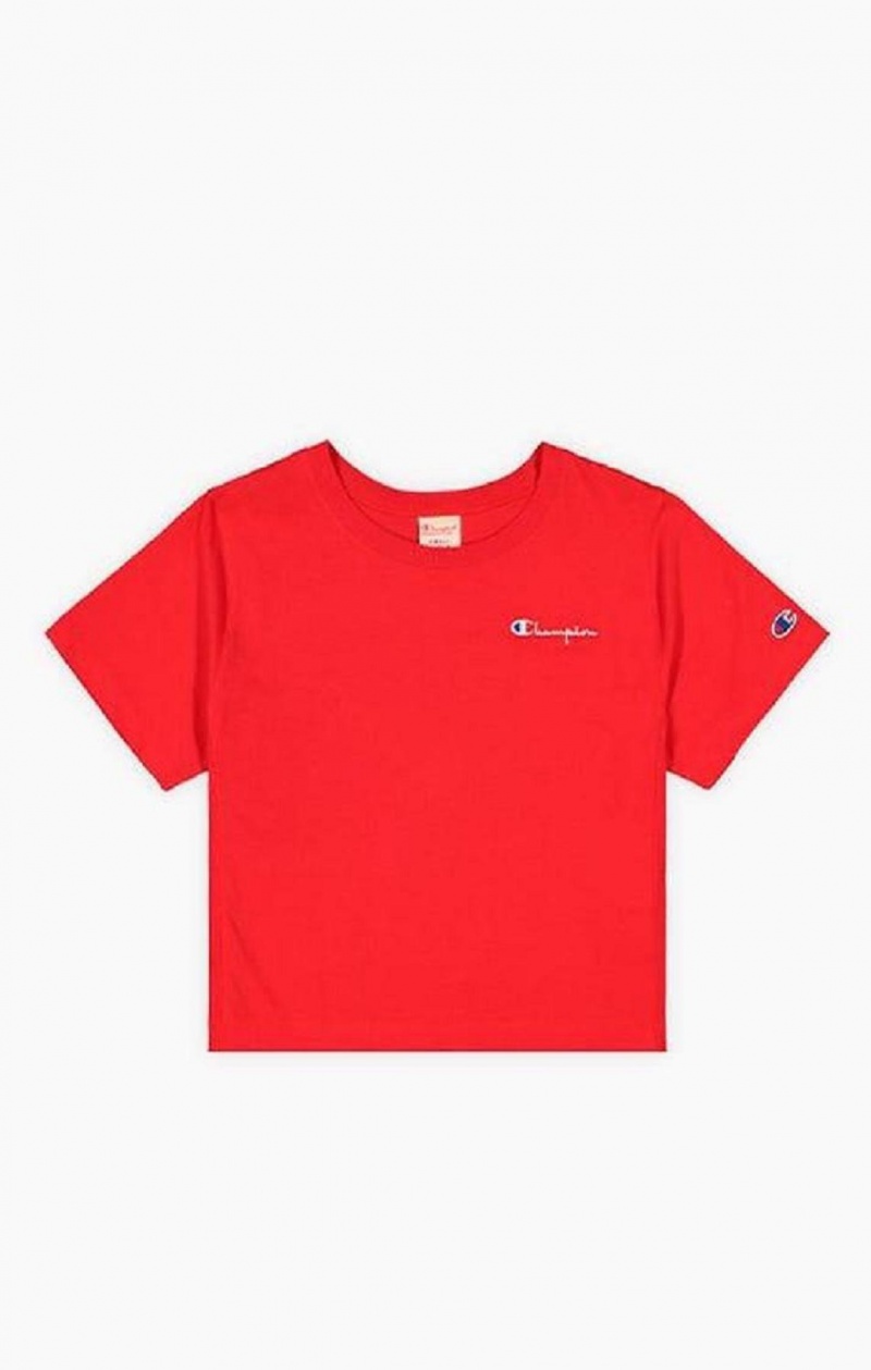 T Shirts Champion Statement Logo Detail Cropped T-Shirt Femme Rouge | 6950-MBLVO