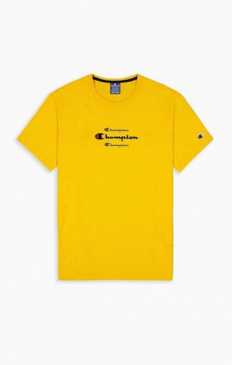 T Shirts Champion Triple Script Logo T-Shirt Homme Doré | 9856-HUQYS