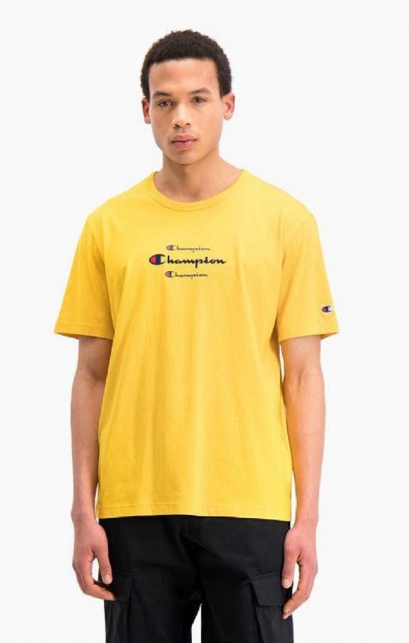 T Shirts Champion Triple Script Logo T-Shirt Homme Doré | 9856-HUQYS