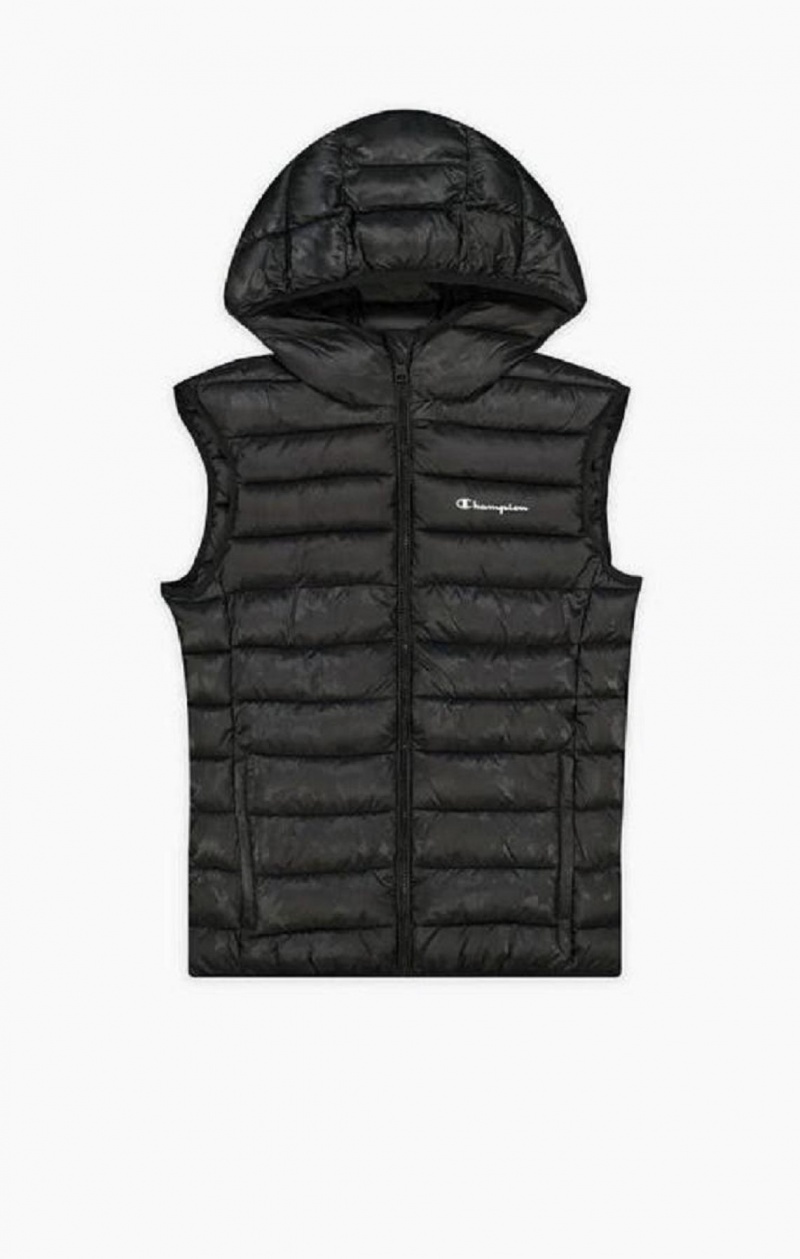 Vestes Champion Camo Script Logo Rembourré Gilet Homme Noir | 2581-VCMAG