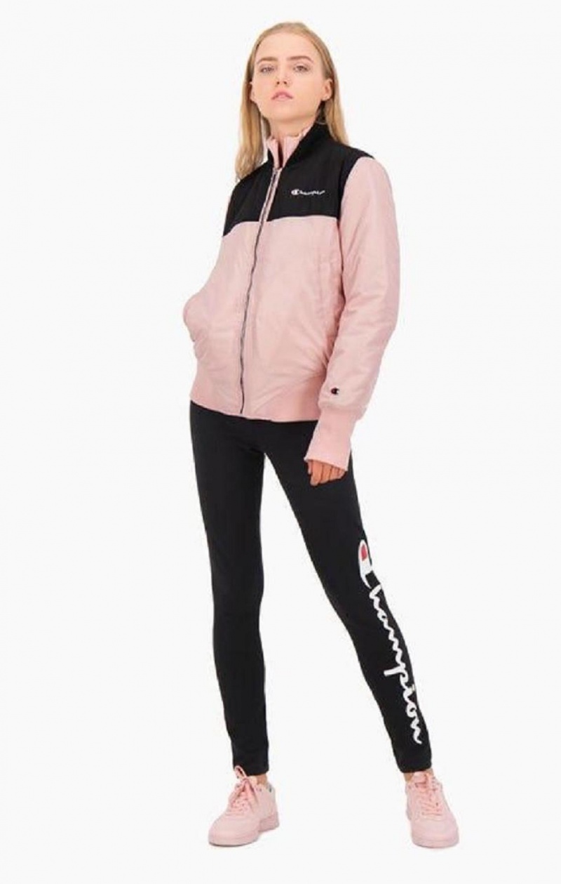 Vestes Champion Colour Block Bomber Jacket Femme Rose | 9325-EPHAQ