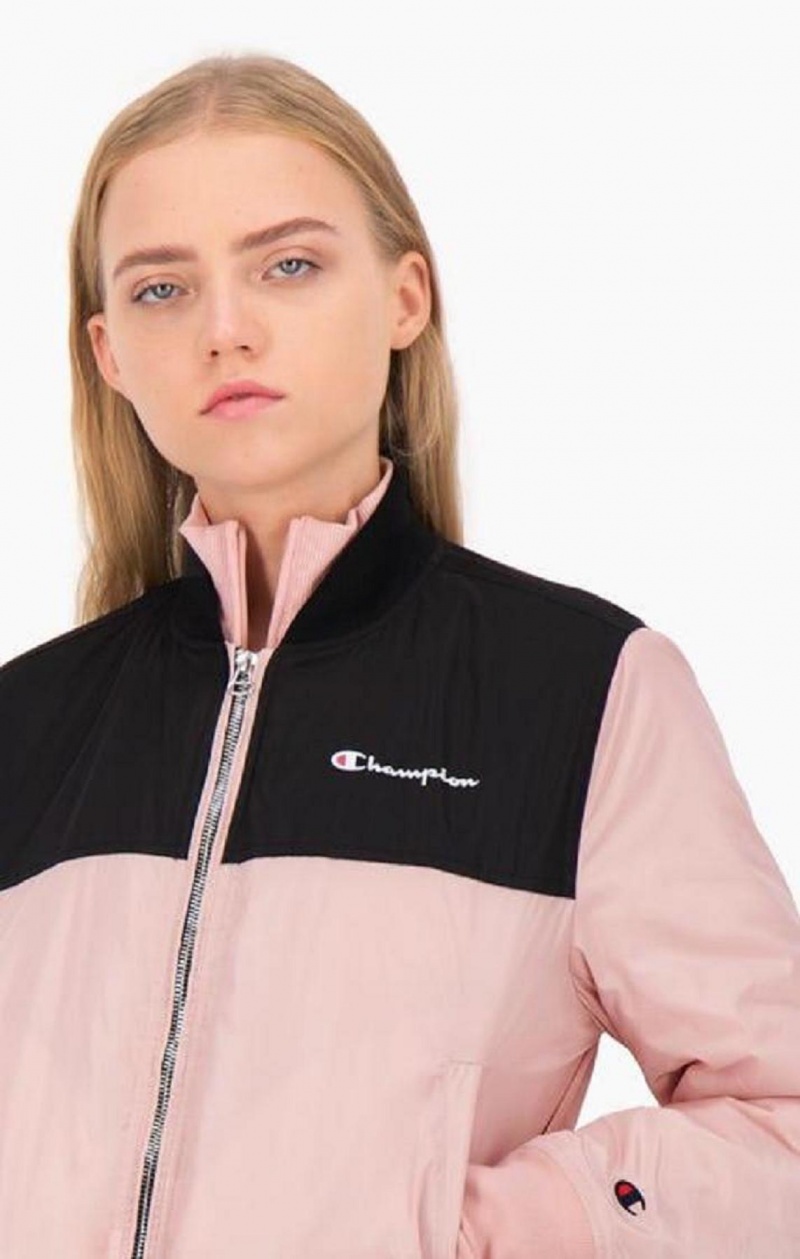 Vestes Champion Colour Block Bomber Jacket Femme Rose | 9325-EPHAQ