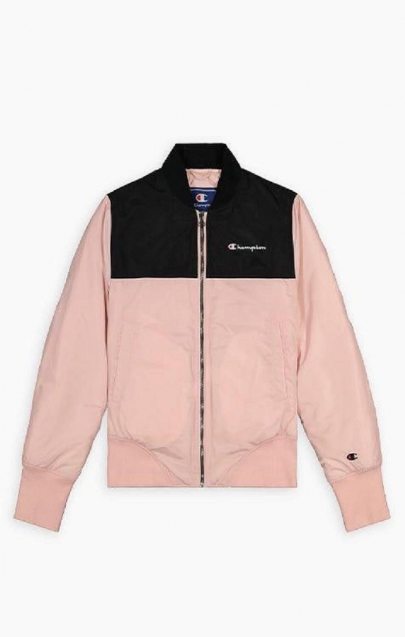 Vestes Champion Colour Block Bomber Jacket Femme Rose | 9325-EPHAQ