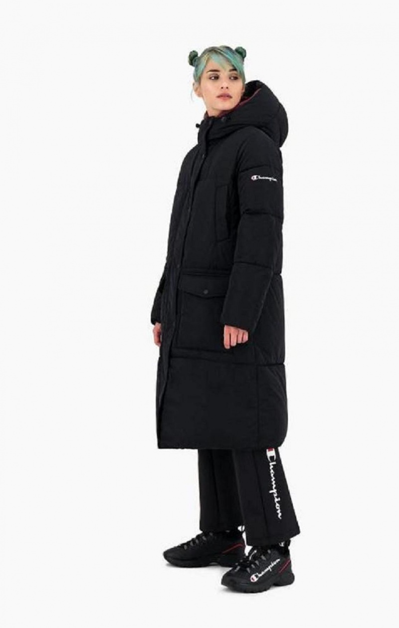 Vestes Champion Encapuchonné Long Parka Coat Femme Noir | 1290-EVYZI