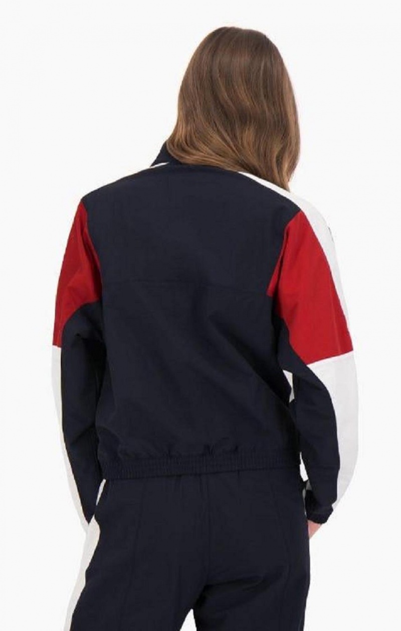 Vestes Champion Half Zip-Up Colour Block Piste Jacket Femme Bleu Foncé | 6308-FRNGQ