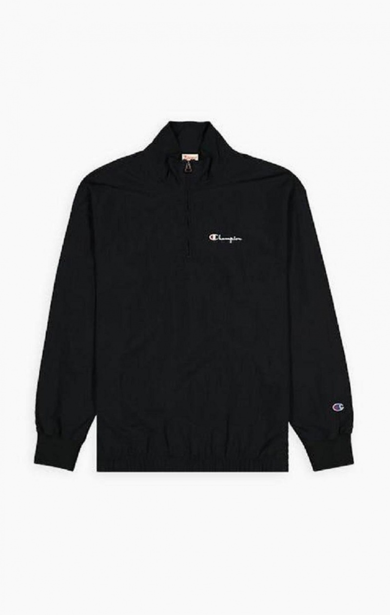 Vestes Champion Half Zip-Up Script Logo Piste Jacket Homme Noir | 5908-LWEMG