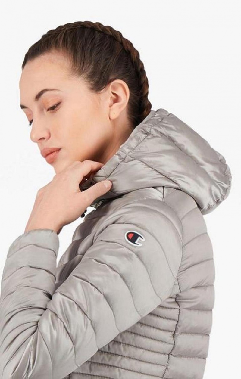 Vestes Champion Legere Rembourré Encapuchonné Jacket Femme Blanche | 4619-KFVNH