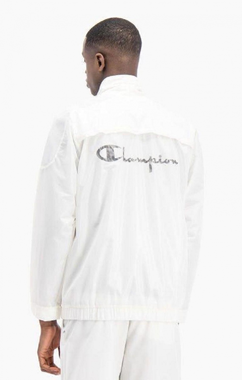 Vestes Champion Reflective Script Logo Zip-Up Piste Jacket Homme Blanche | 1609-QZXAS