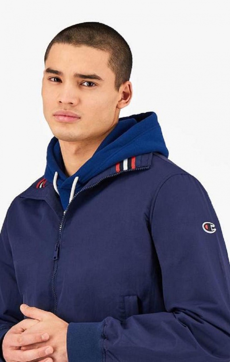 Vestes Champion Rubber C Zip-Through Jacket Homme Bleu Foncé | 7543-KIPAZ