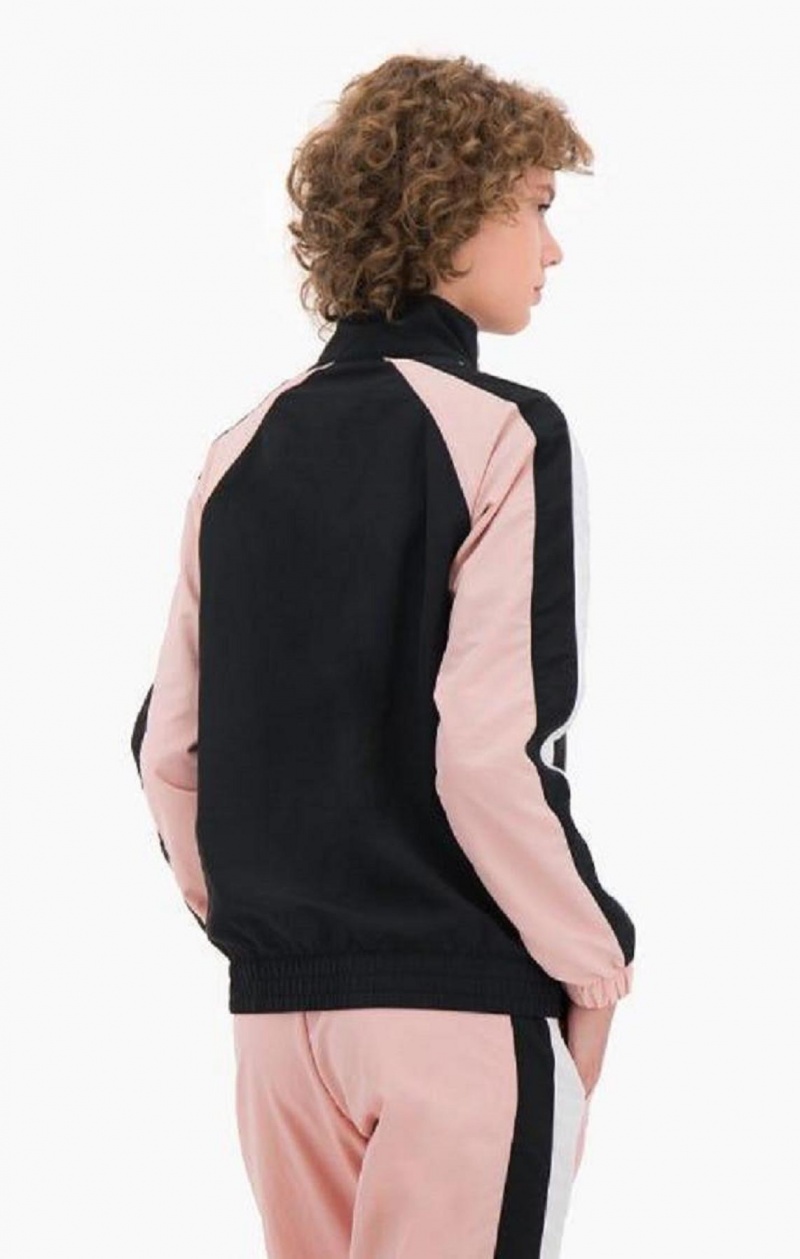 Vestes Champion Two Tone Stripe Seam Piste Jacket Femme Noir Rose | 9680-HWBDT