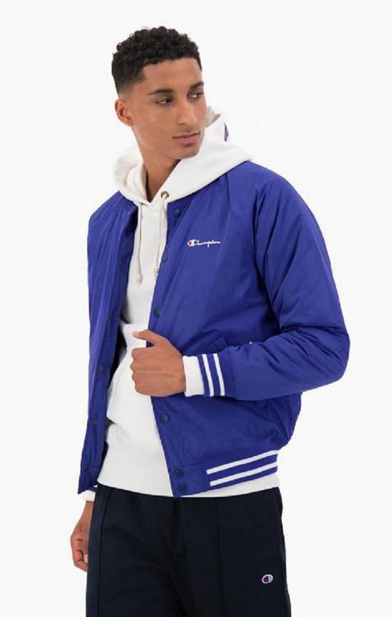 Vestes Champion Varsity Bomber Jacket Homme Bleu Foncé | 5024-GERAC