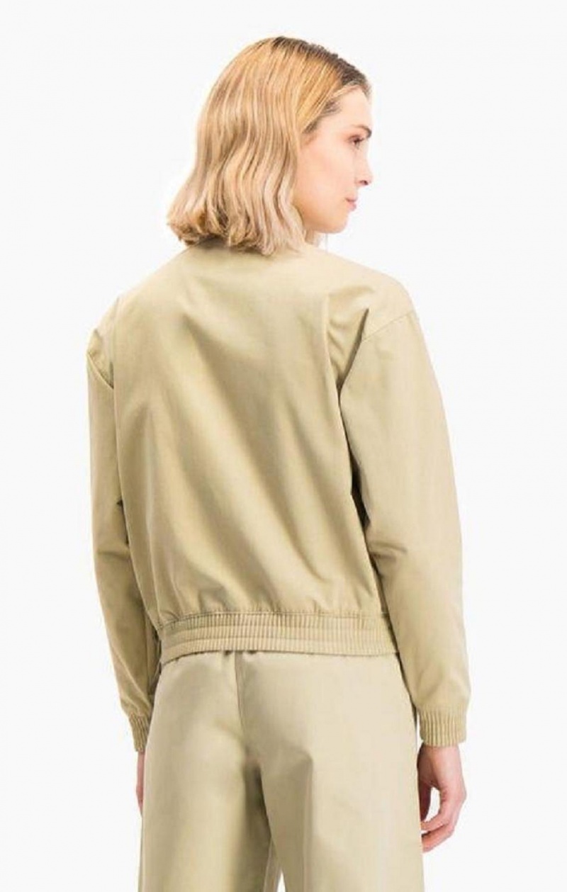 Vestes Champion Vertical Script Logo Woven Jacket Femme Beige | 1928-WHSME