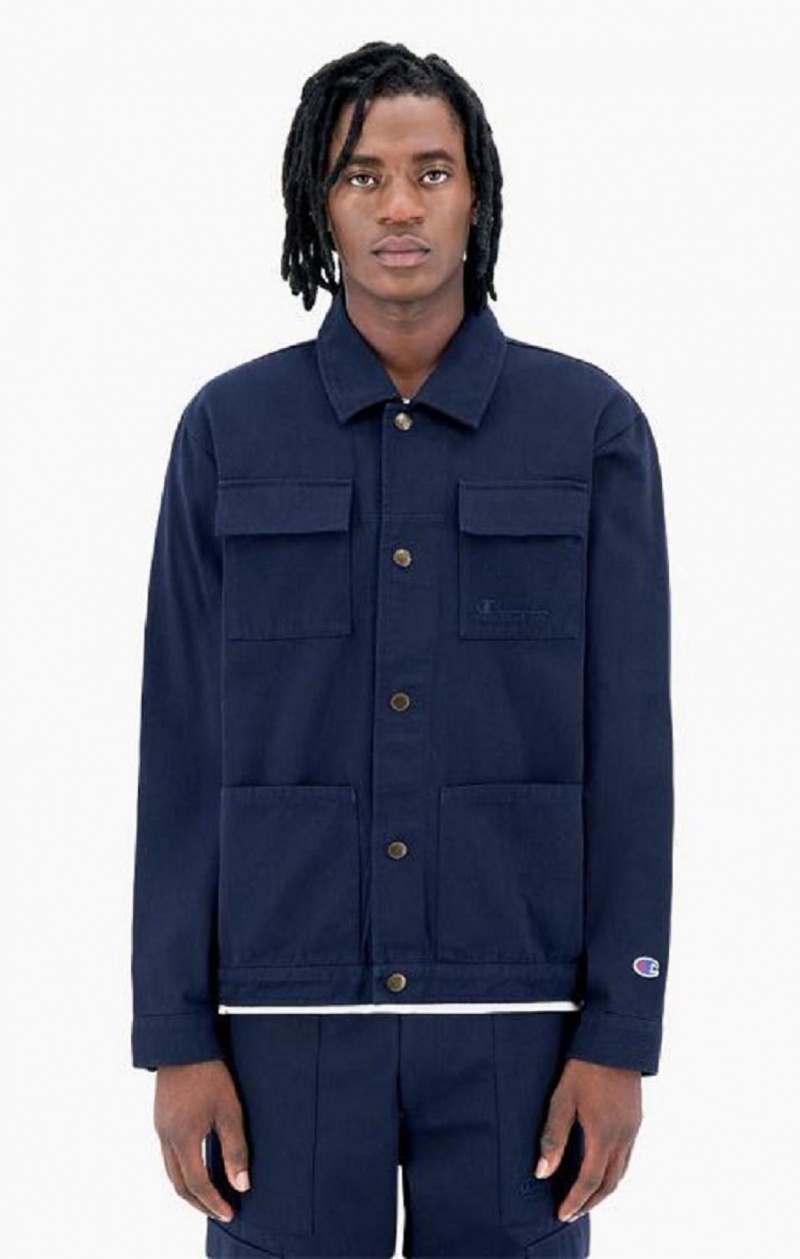 Vestes Champion Woven Utility Jacket Homme Bleu Foncé | 3481-IHBVS