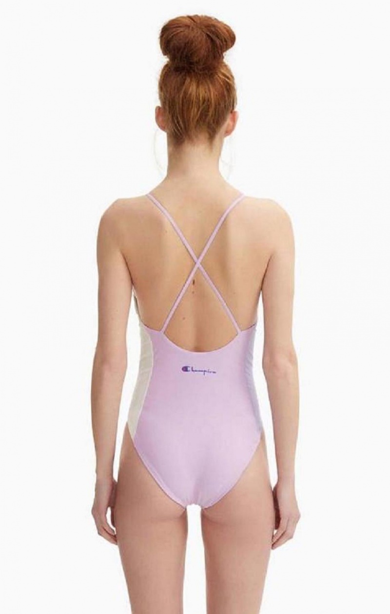 Vetement de Bain Champion Colour Block Cross Back Swimsuit Femme Bleu | 5731-FOBZQ