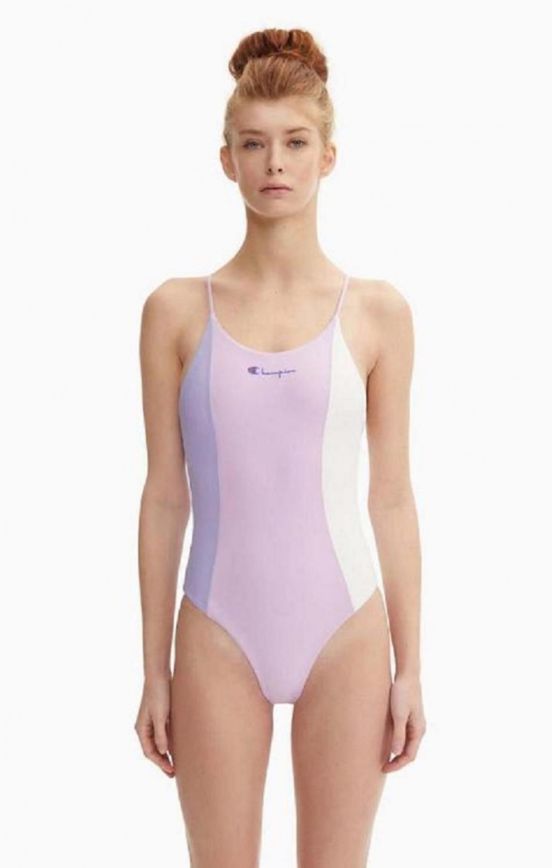 Vetement de Bain Champion Colour Block Cross Back Swimsuit Femme Bleu | 5731-FOBZQ