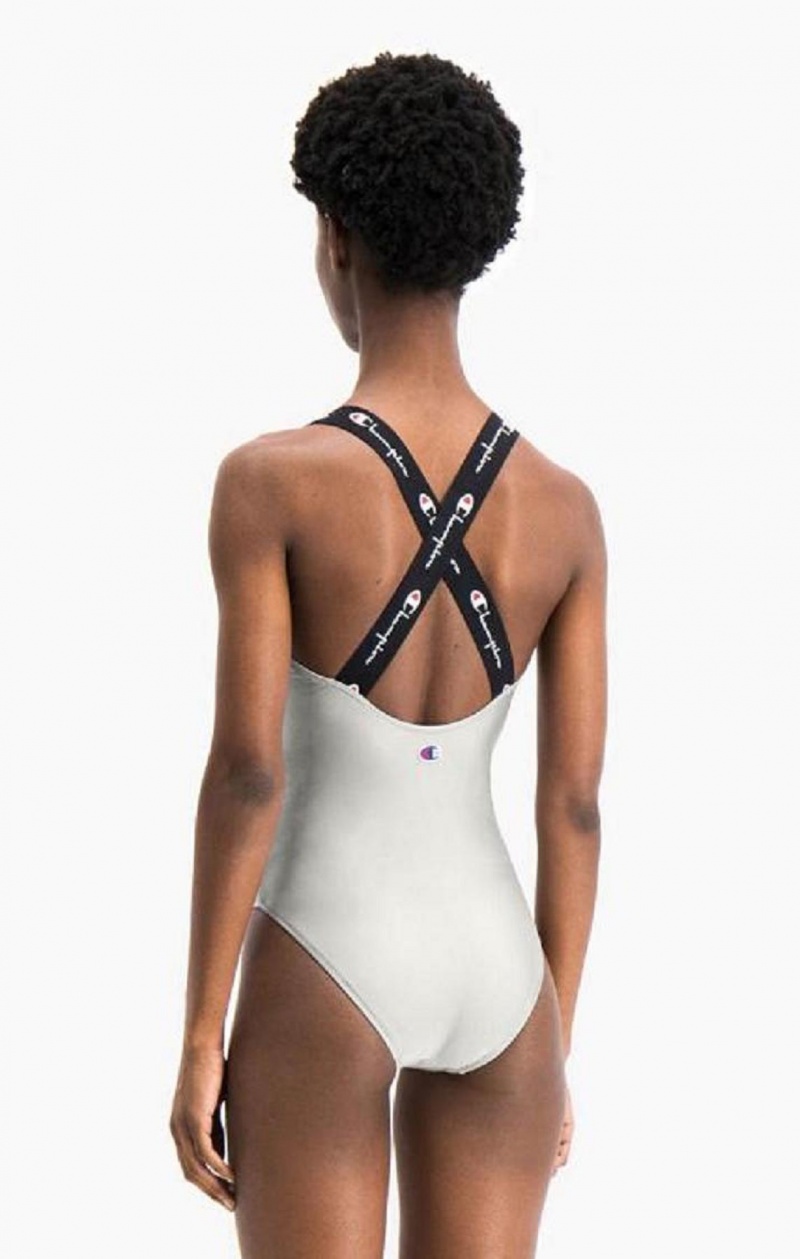 Vetement de Bain Champion Cross Back Scoop Neck Swimsuit Femme Grise Clair | 0761-ZVOXP