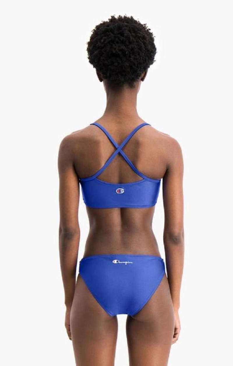 Vetement de Bain Champion Cross Back V Neck Script Logo Bikini Top Femme Bleu | 9461-GZFVW