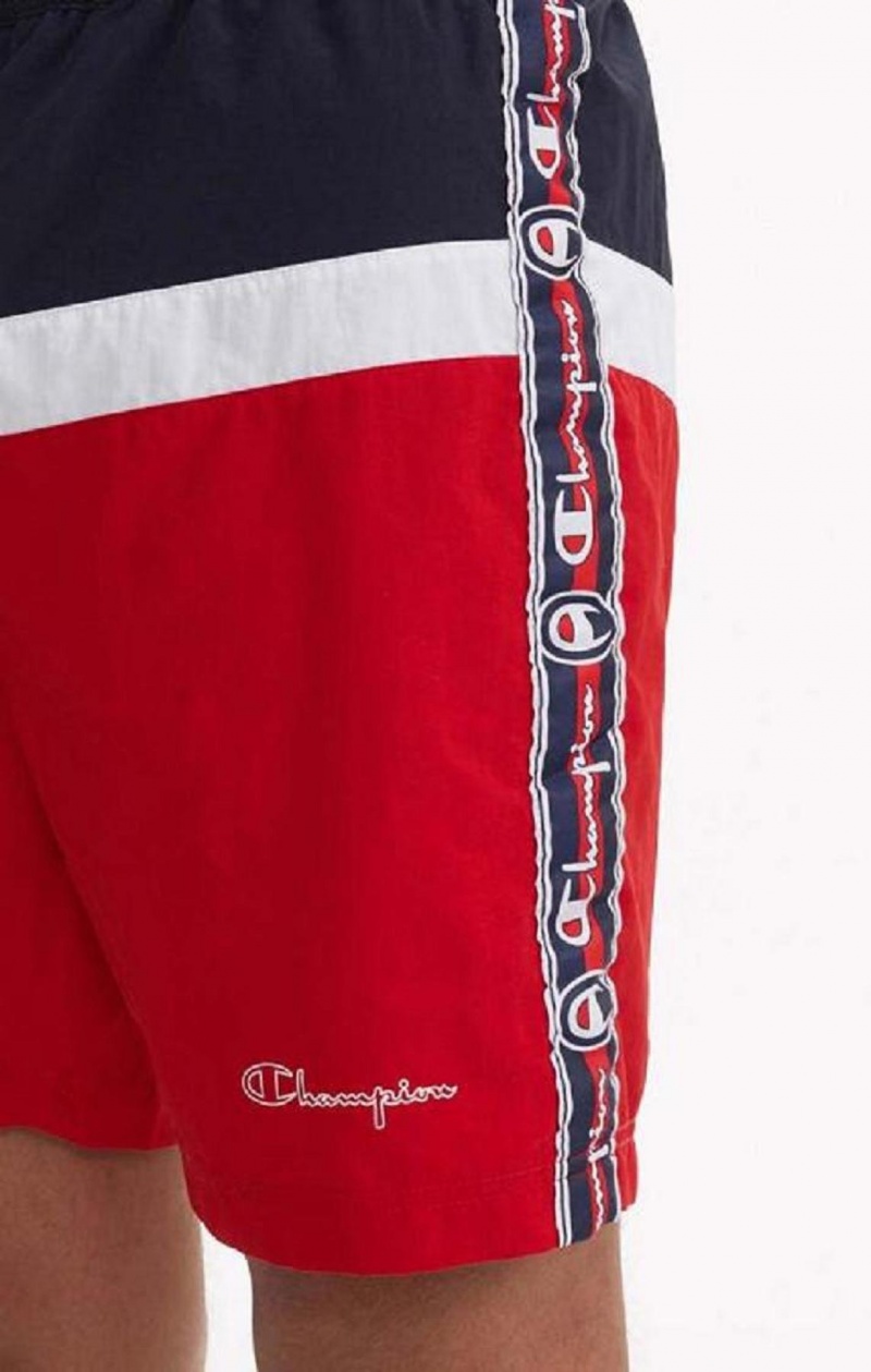 Vetement de Bain Champion Jacquard Script Logo Tape Trim Board Shorts Homme Rouge | 7580-DGKMQ